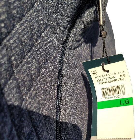 NWT Perry Ellis Men's Dark Saphire Blue Full Zip Quilted Jacket, Large - Picture 6 of 7